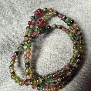 Natural Multi-Color Tourmaline Bead Necklace/Bracelet